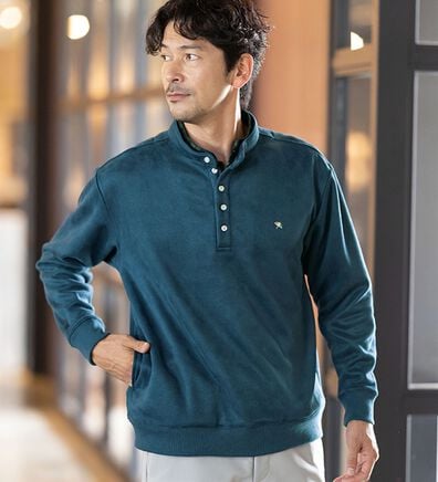 「＜アーノルド　パーマー＞スエード調ダブル衿トレーナー（メンズトレーナー）」