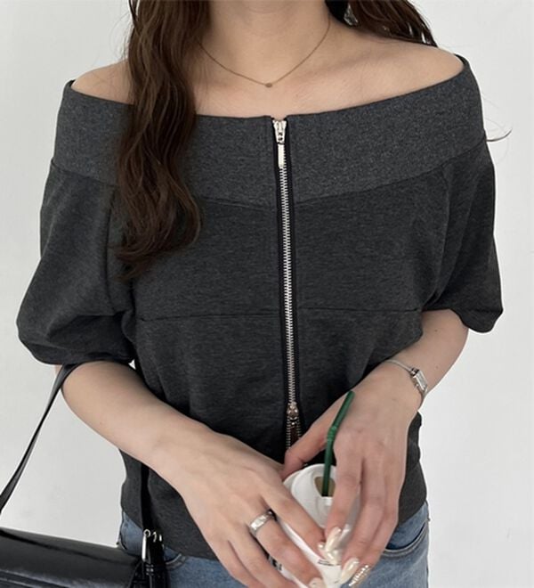 GeeRA（ジーラ）の「ＺＩＰオフショルカットソー（カットソー）」｜詳細画像