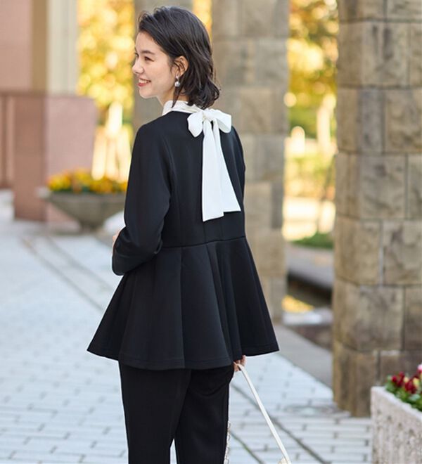 GeeRA（ジーラ）の「【２点セット】ペプラムジャケットテーパードパンツセットアップスーツ（パンツスーツ）」｜詳細画像