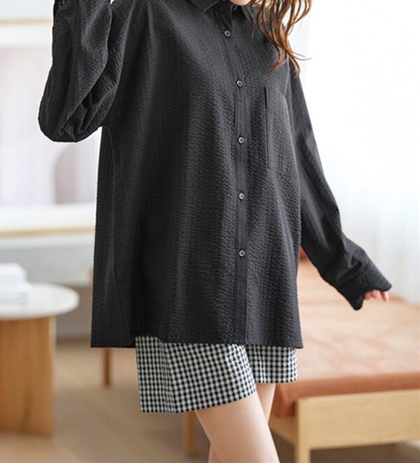 長袖＋ショートパンツ】綿100％サッカーシャツパジャマ - ベルーナ