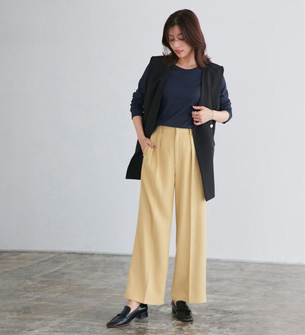 Pierrot（ピエロ）の「【ネックが選べる】テレコリブカットソー（カットソー）」｜詳細画像