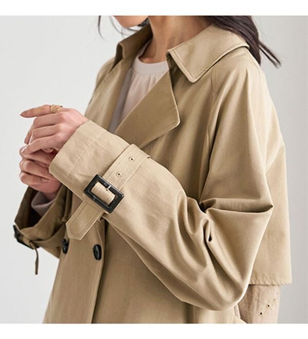 randa ランダ バックレーストレンチコート 春 ブルー おしゃれ ベルト RANDA（ランダ）の「バックレーストレンチコート（トレンチ