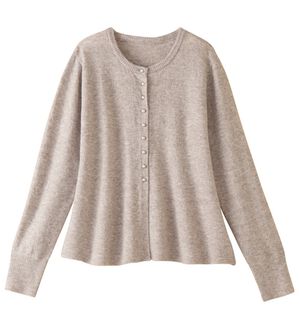 Viola e Viola（ヴィオラ エ ヴィオラ）の「腰周りカバーフレアシルエットカーデ（ニットカーディガン）」｜杢ベージュ