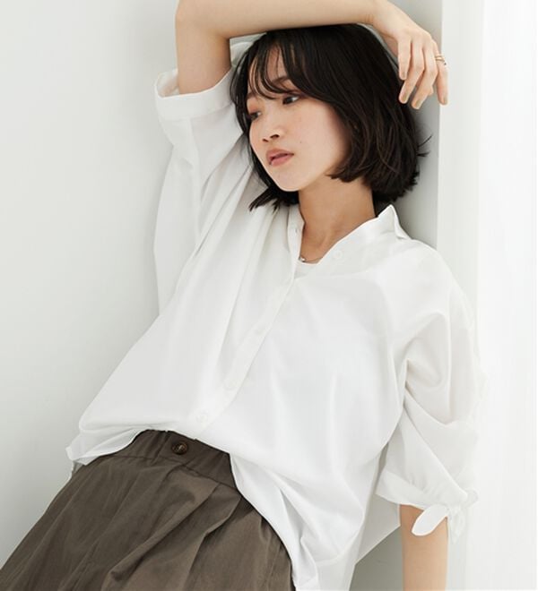 BELLUNA（ベルーナ）の「【吸水速乾】イージーケア！袖リボンシャツチュニック（チュニック）」｜詳細画像