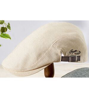 「＜クロコダイル＞高島生地麻入りダンディハット（メンズ帽子）」｜ハンチングベージュ