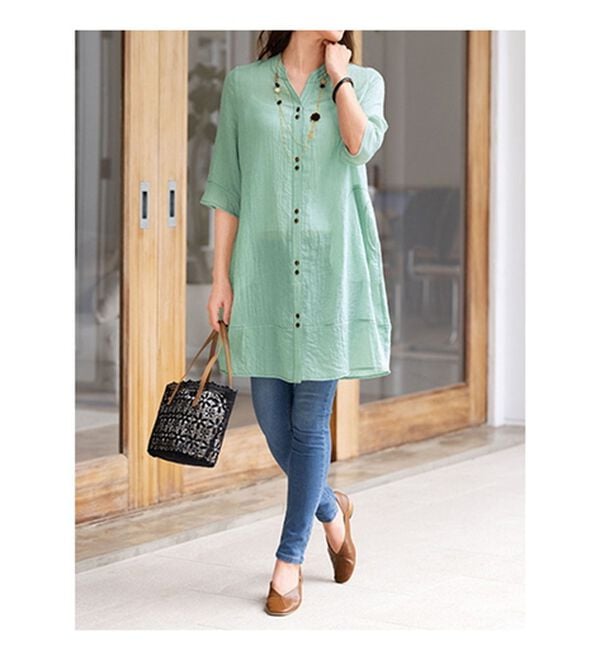 ルフラン（ルフラン）の「シャンブレー生地ロングブラウス（ブラウス）」｜詳細画像