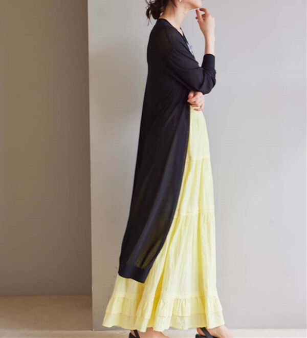 RANAN（ラナン）の「ロング丈Ｖネックニットカーデ（ニットカーディガン）」｜詳細画像