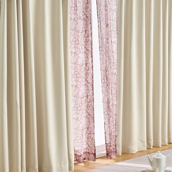 「簡単！素敵にコーディネートカーテンセット『プリントレース』（ドレープカーテン）」｜ガーデンブラウン