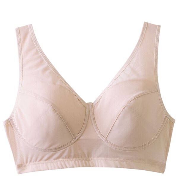 LAVIENNE（ラヴィエンヌ）の「【サラッと風が通る】涼感・風ブラ（ブラジャー）」｜ピンクベージュ(無地)