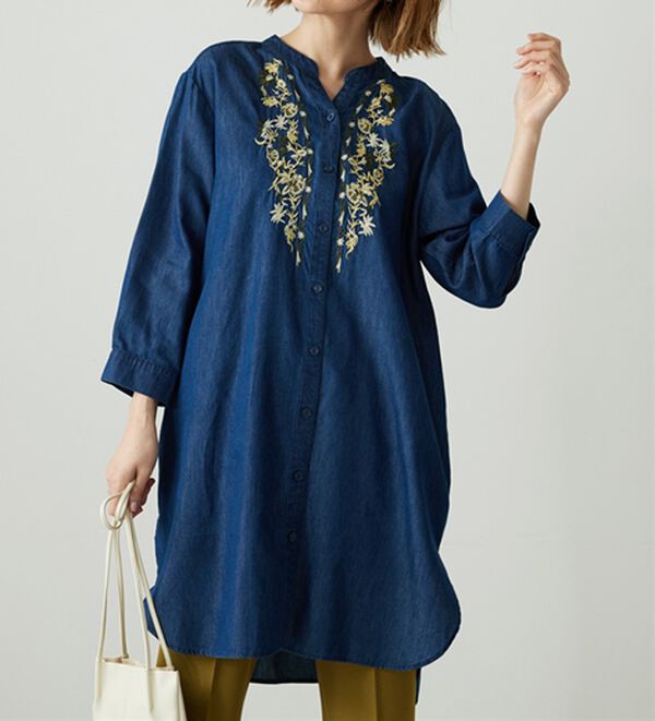 BELLUNA（ベルーナ）の「デニム素材華やか刺しゅうワンピース（その他ワンピース）」｜詳細画像