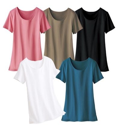 「【５色組】ミセスの冷感お買得３分袖インナー（肌着・インナーウェア）」