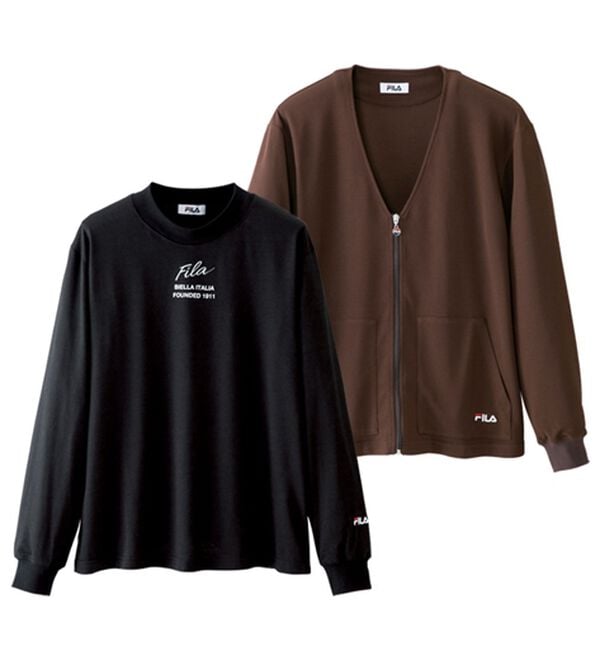 「＜フィラ＞ミラノリブカーデ＆Ｔシャツ（メンズＴシャツ）」｜ダークブラウン