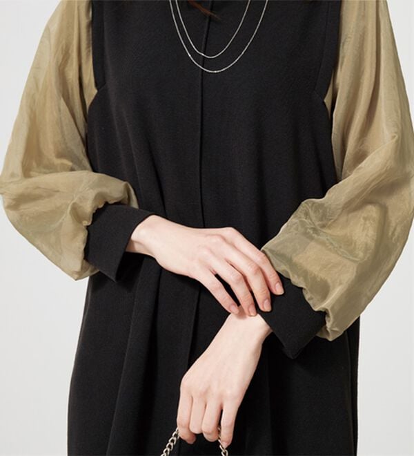 BELLUNA（ベルーナ）の「シアー袖デザインワンピース（その他ワンピース）」｜詳細画像