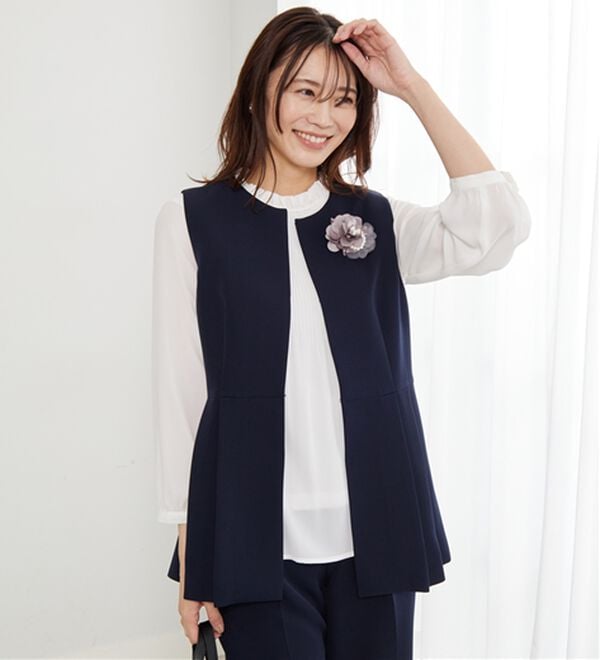 BELLUNA（ベルーナ）の「＜Ｃ／Ｓ＞ノーカラーペプラムジレ（ベスト）」｜詳細画像