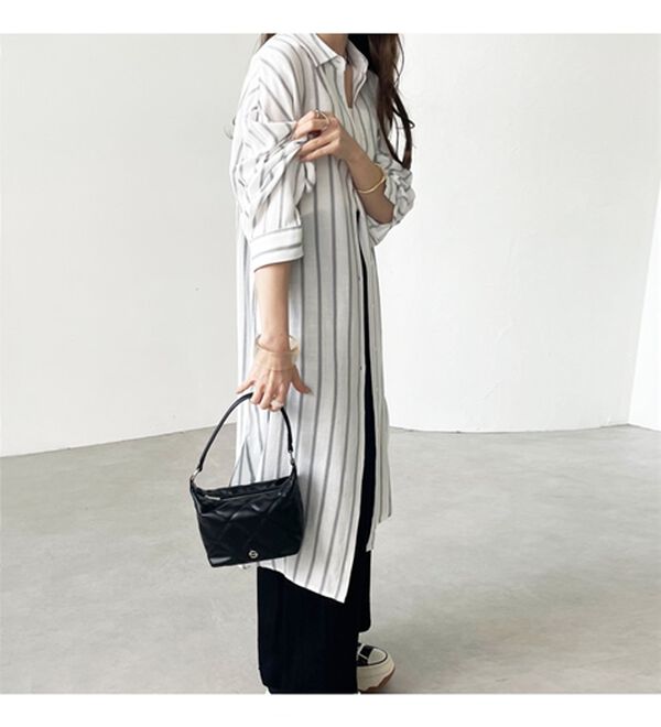 GeeRA（ジーラ）の「スリット入りロングシャツワンピース（シャツワンピース）」｜詳細画像