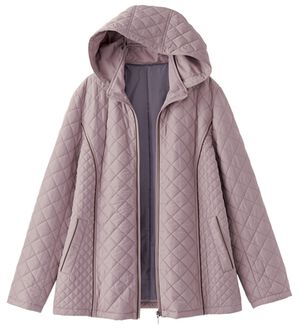 BELLUNA（ベルーナ）の「配色パイピング使い中わたキルトコート（ハーフコート）」｜グレイッシュピンク