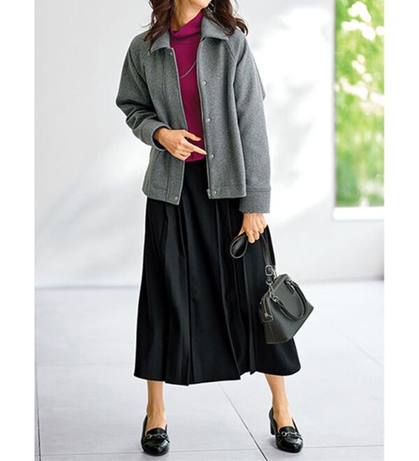 BELLUNA（ベルーナ）の「２ｗａｙ衿デザイン！ウール調素材ジャケット（ブルゾン）」｜詳細画像