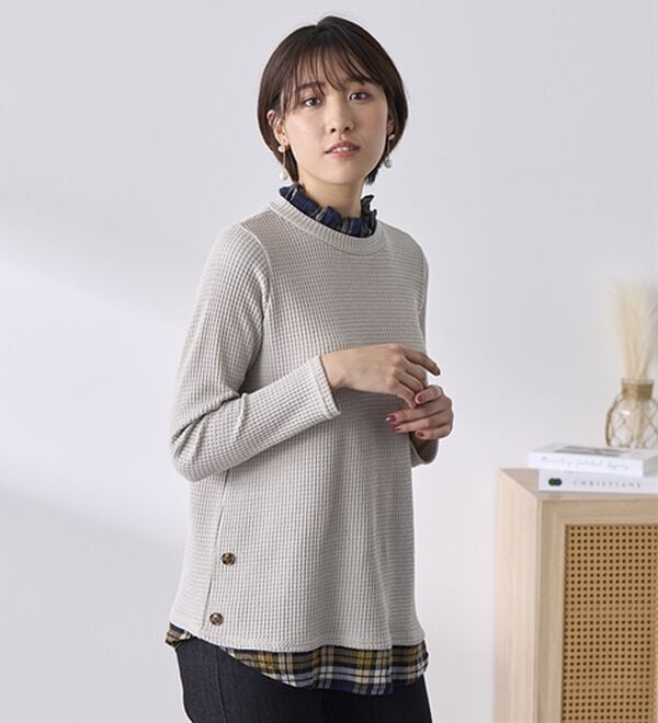 BELLUNA（ベルーナ）の「異素材重ね着風チュニック（チュニック）」｜詳細画像