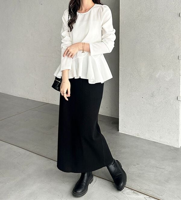 GeeRA（ジーラ）の「【着回し力◎】楽ちんすっきり見え！リブロングスカート（ロングスカート）」｜詳細画像