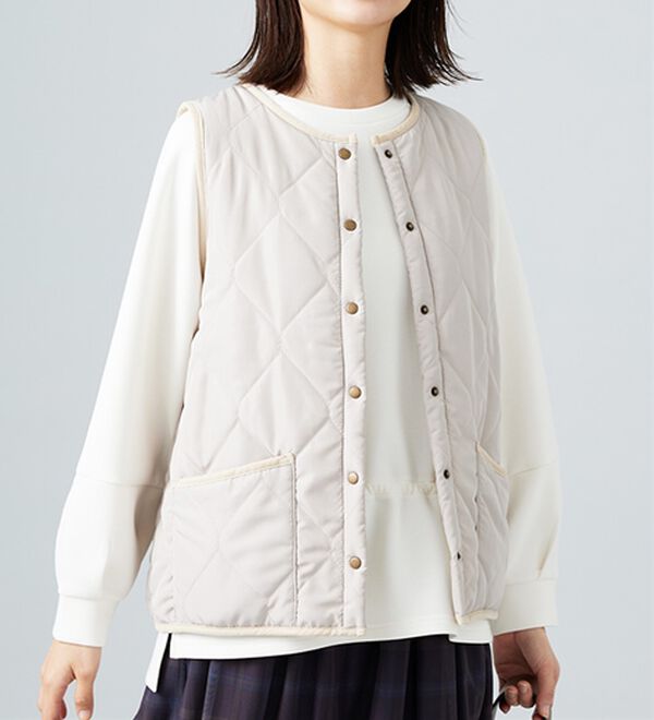 BELLUNA（ベルーナ）の「【洗える！】裏ファー素材中わたキルトベスト（ベスト）」｜詳細画像