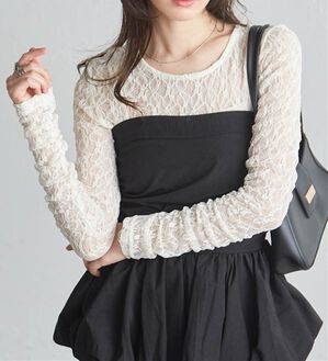 RANAN（ラナン）の「パッチワークレースT（カットソー）」｜アイボリー