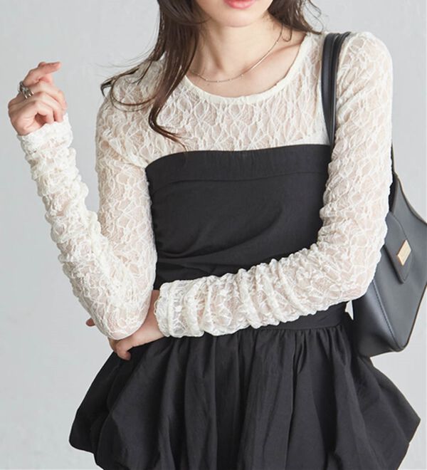 RANAN（ラナン）の「パッチワークレースT（カットソー）」｜アイボリー