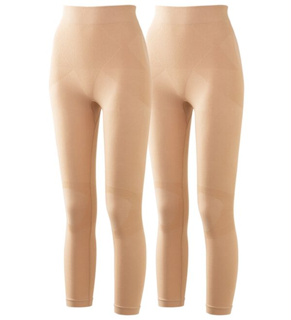 「【２枚組】整体師監修！骨盤・膝サポートレギンス同色２枚組（肌着・インナーウェア）」｜ベージュ