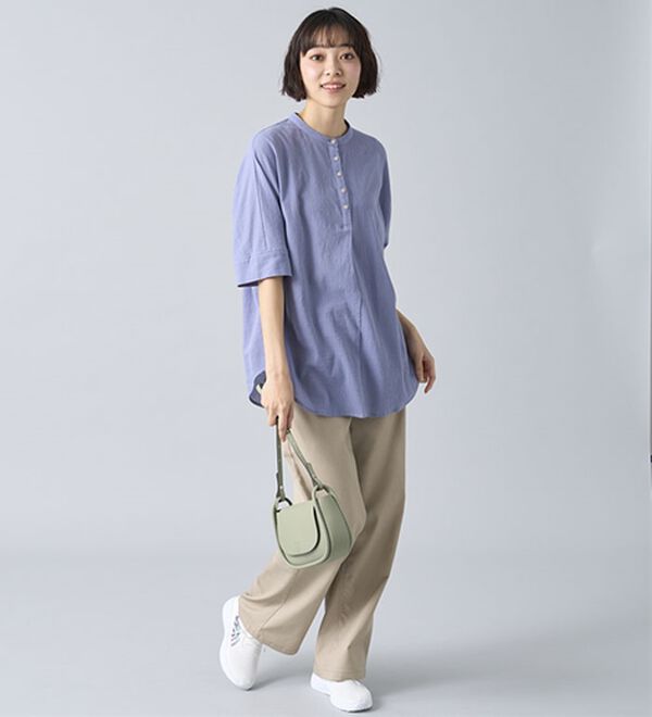 BELLUNA（ベルーナ）の「綿１００％ワッシャー素材ゆったりドルマンブラウス（ブラウス）」｜詳細画像