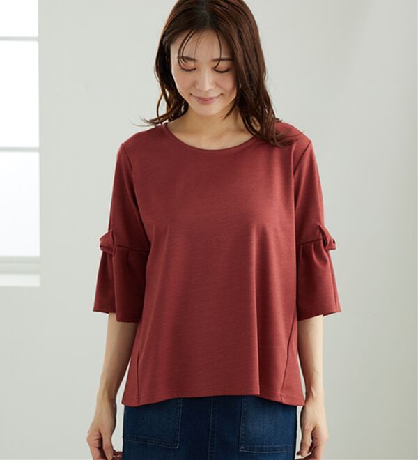 BELLUNA（ベルーナ）の「リボン付フレアー袖プルオーバー（カットソー）」｜詳細画像