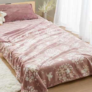 iellio（イエリオ）の「リバーシブル２枚合わせ毛布＜フランネル・北欧調・肌ざわり＞（毛布・ブランケット）」｜フラワーピンク