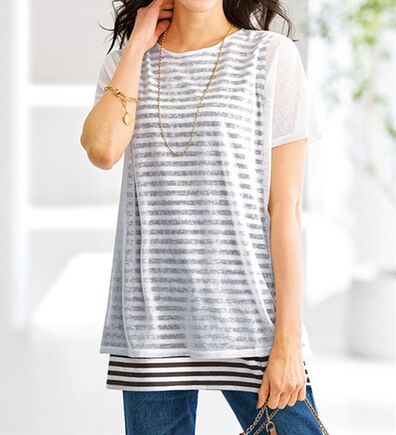 BELLUNA（ベルーナ）の「後ろリボンデザイン振り向き美人チュニック（チュニック）」