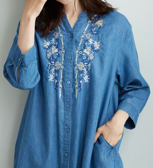 BELLUNA（ベルーナ）の「デニム素材華やか刺しゅうワンピース（その他ワンピース）」｜詳細画像