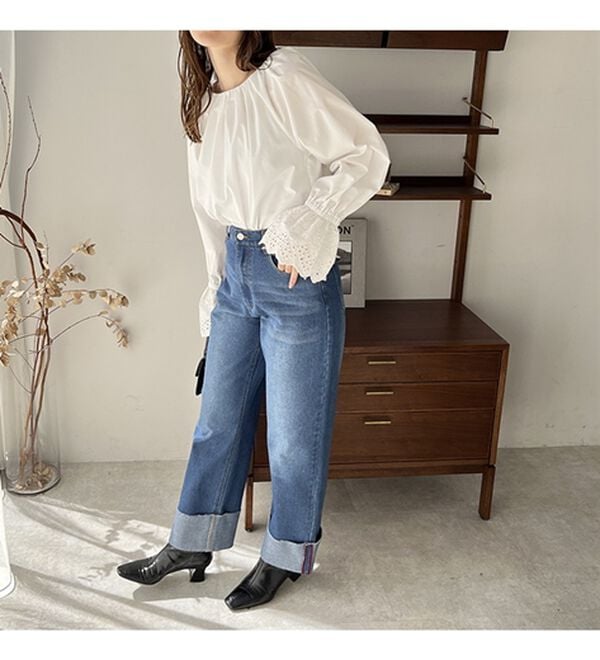 GeeRA（ジーラ）の「袖口レースギャザーブラウス（ブラウス）」｜詳細画像