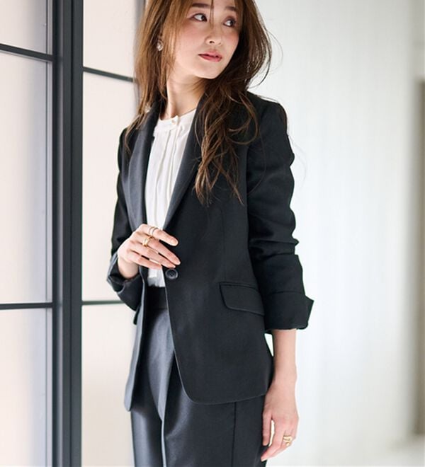 RANAN（ラナン）の「【選べる衿】洗える！春夏ロングシーズン着用可能ベーシック２点ライトスーツ（パンツスーツ）」｜詳細画像