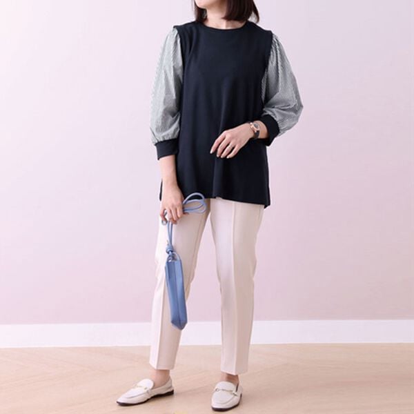 BELLUNA（ベルーナ）の「タック使いストライプ切替プルオーバー（カットソー）」｜詳細画像