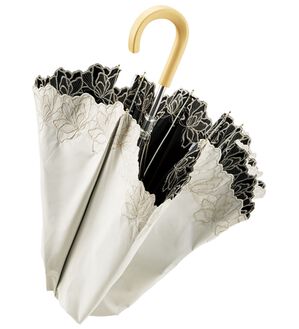 ルフラン（ルフラン）の「晴雨兼用おしゃれ日傘（レイングッズ）」｜刺しゅう・ホワイト