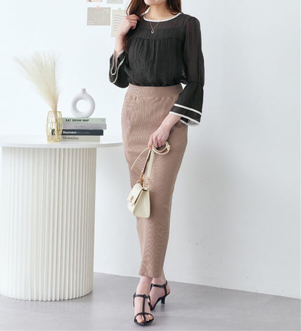 alotta（アロッタ）の「配色楊柳シアーブラウス（ブラウス）」｜詳細画像