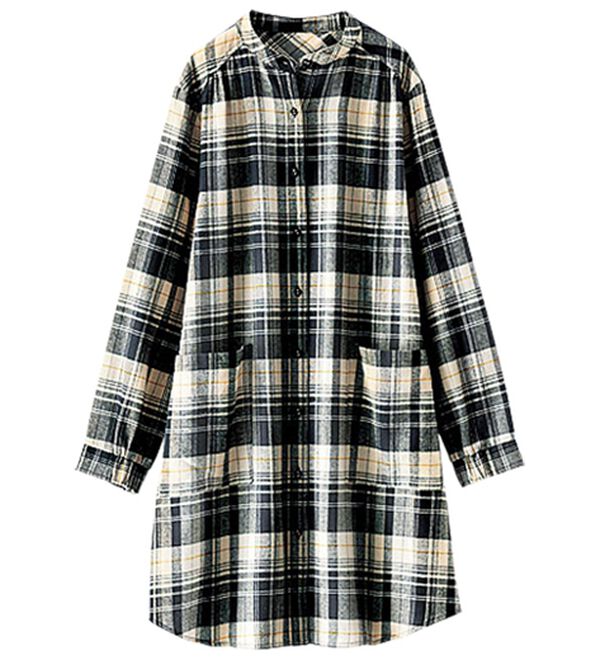 BELLUNA（ベルーナ）の「袖ゴム使いチェック柄シャツチュニック（チュニック）」｜詳細画像