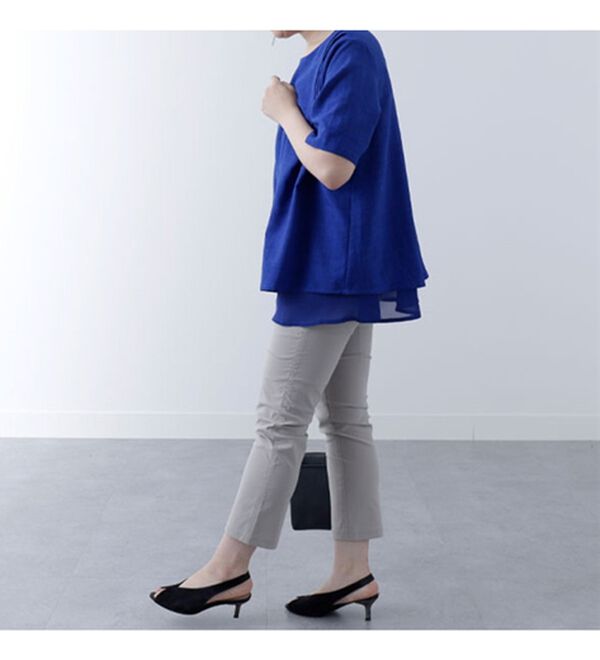 BELLUNA（ベルーナ）の「麻調素材シフォン重ねデザインブラウス（ブラウス）」｜詳細画像