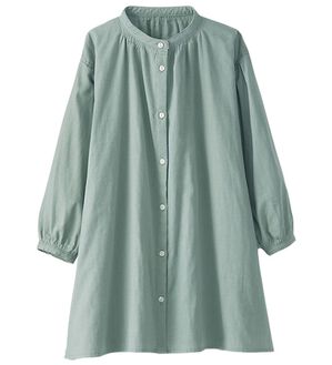 BELLUNA（ベルーナ）の「綿１００％ゆったりバンドカラーブラウス（ブラウス）」｜セージ