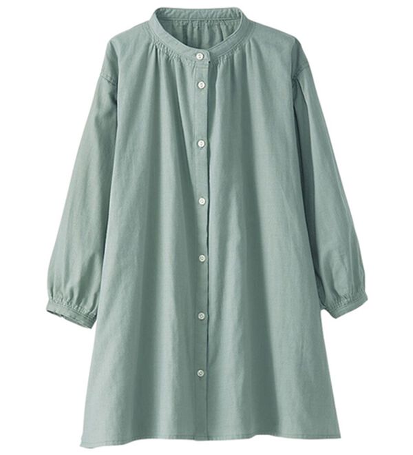 BELLUNA（ベルーナ）の「綿１００％ゆったりバンドカラーブラウス（ブラウス）」｜セージ