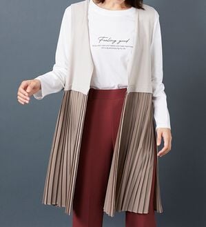 BELLUNA（ベルーナ）の「【Ｌａｇｒｉｌｕａ】異素材切替プリーツロングベスト（ジレ）」｜トープ