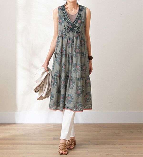 ルフラン（ルフラン）の「優美なインド綿１００％ワンピース（その他ワンピース）」｜詳細画像