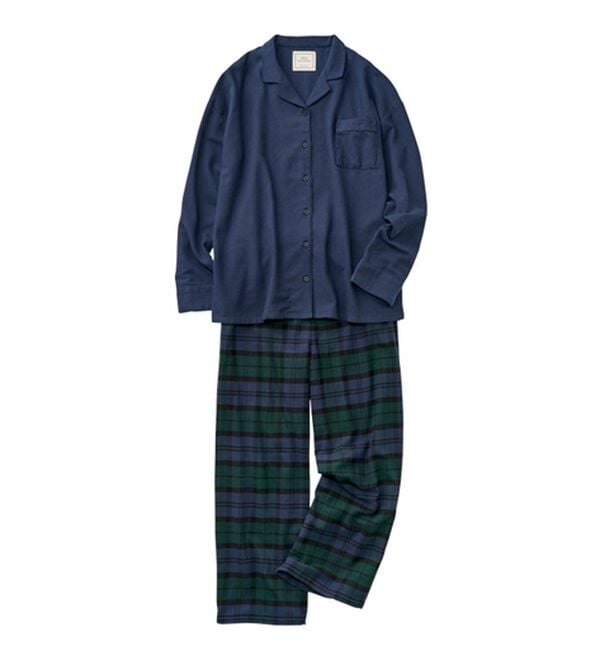 YU'NOW（ユナウ）の「【上下２点セット】コットンネルシャツパジャマセット（パジャマ・ルームウェア）」｜詳細画像