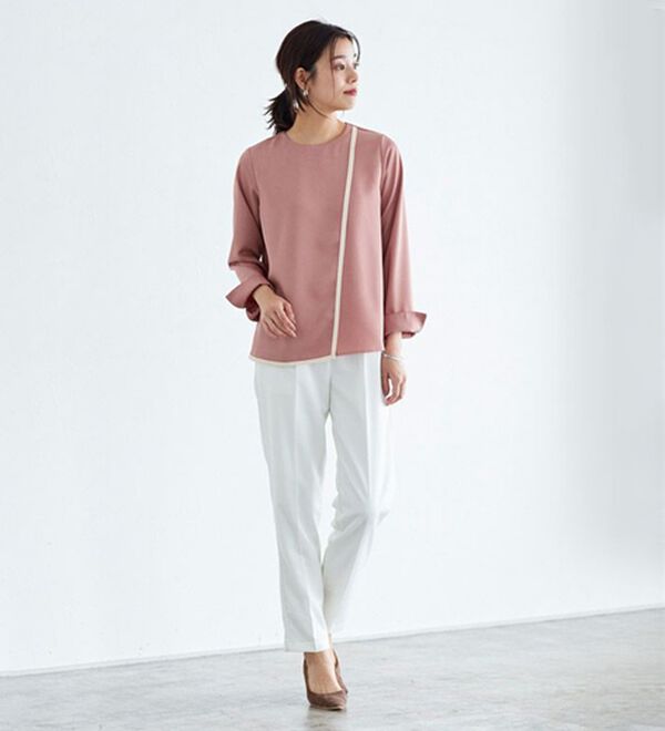 Pierrot（ピエロ）の「ラインデザインラップブラウス（ブラウス）」｜詳細画像