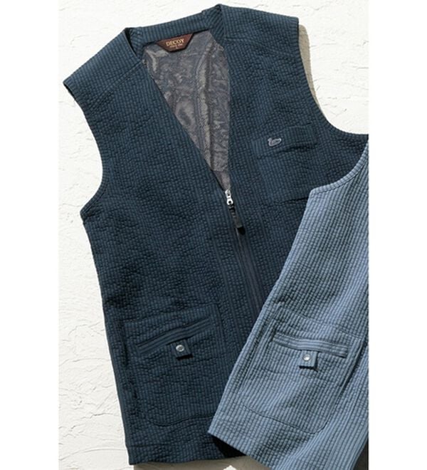 「＜デコイ＞お洒落な多ポケットベスト（メンズベスト）」｜ネイビー