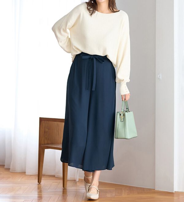 alotta（アロッタ）の「あったか裏地付ふんわりワイドパンツ（ワイドパンツ・ガウチョ）」｜詳細画像