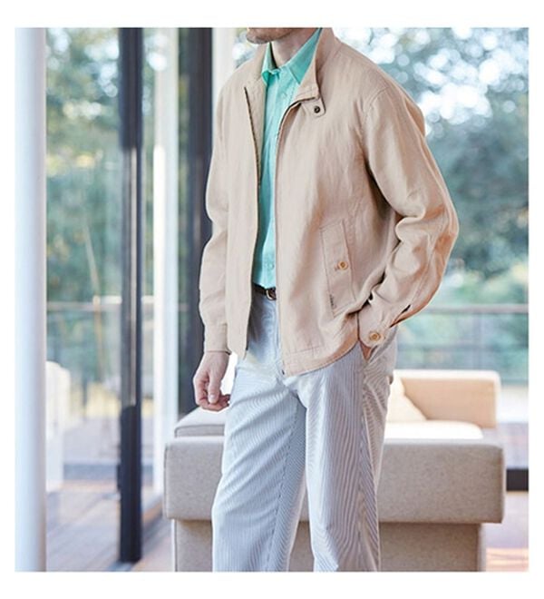 「さっと羽織れる麻１００％ライダースブルゾン（メンズジャケット）」｜詳細画像