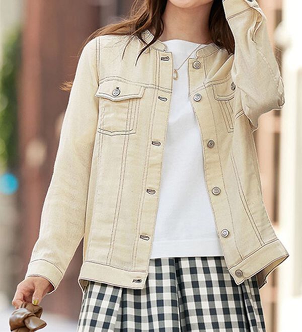 BELLUNA（ベルーナ）の「やわらかダブルガーゼデニム風ジャケット（その他ジャケット）」｜アイボリー