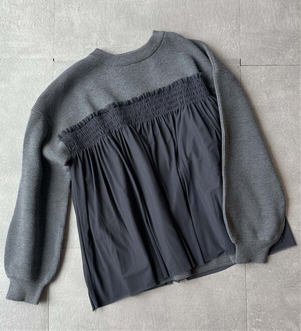 RANAN（ラナン）の「洗える！ビスチェ風チュールドッキングニット＜ムースタッチライト＞（ニット・セーター）」｜詳細画像